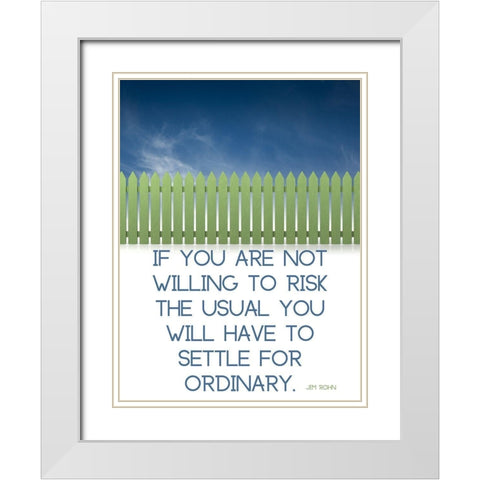 Jim Rohn Quote: Risk the Usual White Modern Wood Framed Art Print with Double Matting by ArtsyQuotes