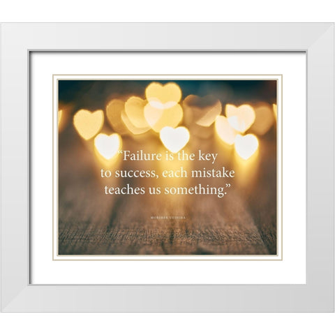 Moriher Ueshiba Quote: Key to Success White Modern Wood Framed Art Print with Double Matting by ArtsyQuotes