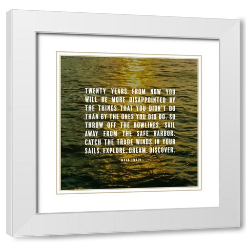 Mark Twain Quote: Disappointed White Modern Wood Framed Art Print with Double Matting by ArtsyQuotes