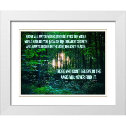 Raold Dahl Quote: Glittering Eyes White Modern Wood Framed Art Print with Double Matting by ArtsyQuotes