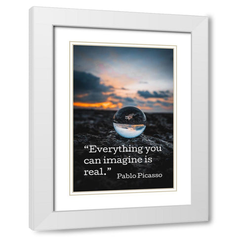 Pablo Picasso Quote: Imagine White Modern Wood Framed Art Print with Double Matting by ArtsyQuotes