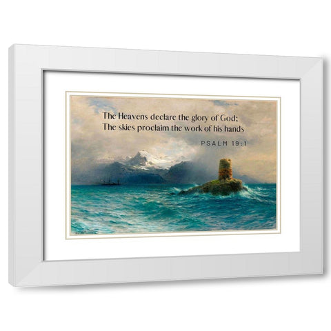 Bible Verse Quote Psalm 19:1, Lev Lagorio, Lofoten Island White Modern Wood Framed Art Print with Double Matting by ArtsyQuotes