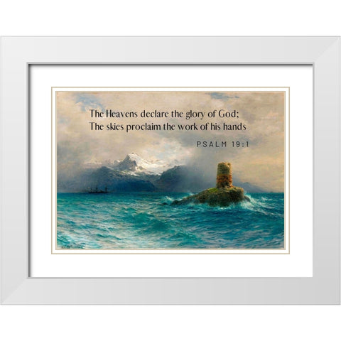 Bible Verse Quote Psalm 19:1, Lev Lagorio, Lofoten Island White Modern Wood Framed Art Print with Double Matting by ArtsyQuotes