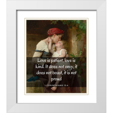 Bible Verse Quote 1 Corinthians 13:4, Leon Brazile Perrault, Mother with Child White Modern Wood Framed Art Print with Double Matting by ArtsyQuotes