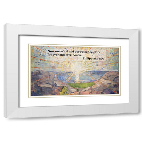 Bible Verse Quote Philippians 4:20, Edvard Munch, The Sun White Modern Wood Framed Art Print with Double Matting by ArtsyQuotes