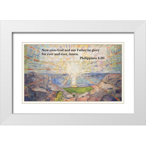 Bible Verse Quote Philippians 4:20, Edvard Munch, The Sun White Modern Wood Framed Art Print with Double Matting by ArtsyQuotes
