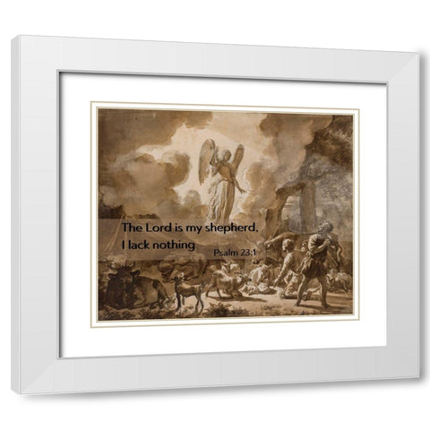 Bible Verse Quote Psalm 23:1, Adriaen van de Velde, The Angel Appearing to the Shepherds White Modern Wood Framed Art Print with Double Matting by ArtsyQuotes