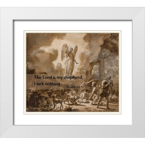 Bible Verse Quote Psalm 23:1, Adriaen van de Velde, The Angel Appearing to the Shepherds White Modern Wood Framed Art Print with Double Matting by ArtsyQuotes