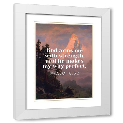 Bible Verse Quote Psalm 18:22, Albert Bierstadt - Sunrise on the Matterhorn White Modern Wood Framed Art Print with Double Matting by ArtsyQuotes