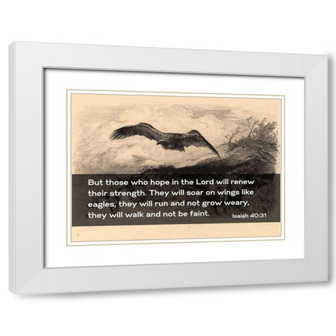 Bible Verse Quote Isaiah 40:31, Karl Bodmer - Eagle Flying White Modern Wood Framed Art Print with Double Matting by ArtsyQuotes