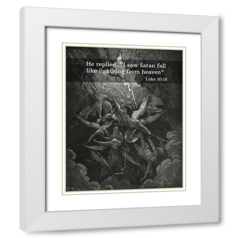 Bible Verse Quote Luke 10:18, Gustave Dore - The Mouth of Hell White Modern Wood Framed Art Print with Double Matting by ArtsyQuotes