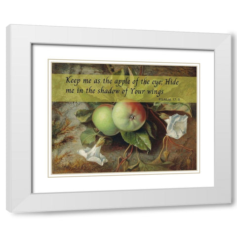 Bible Verse Quote Psalm 17:8, Edward John Poynter - Autumn Apples and Convolvulus White Modern Wood Framed Art Print with Double Matting by ArtsyQuotes