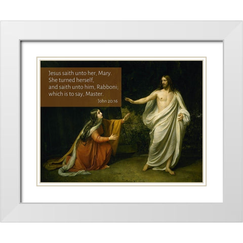 Bible Verse Quote John 20:16, Alexander Ivanov - The Appearance of Christ to Mary Magdalene White Modern Wood Framed Art Print with Double Matting by ArtsyQuotes