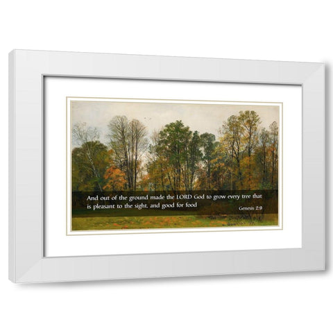 Bible Verse Quote Genesis 2:9, Ivan Shishkin - Autumn Leaves White Modern Wood Framed Art Print with Double Matting by ArtsyQuotes