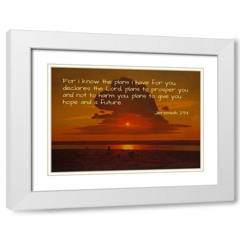 Bible Verse Quote Jeremiah 29:11, Arkhip Kuindzhi - Red Sunset on the Dnieper White Modern Wood Framed Art Print with Double Matting by ArtsyQuotes