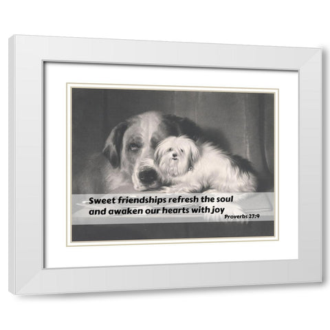 Bible Verse Quote Proverbs 27:9, Edwin Henry Landseer - The Lion Dog of Malta The Last of his Tribe White Modern Wood Framed Art Print with Double Matting by ArtsyQuotes