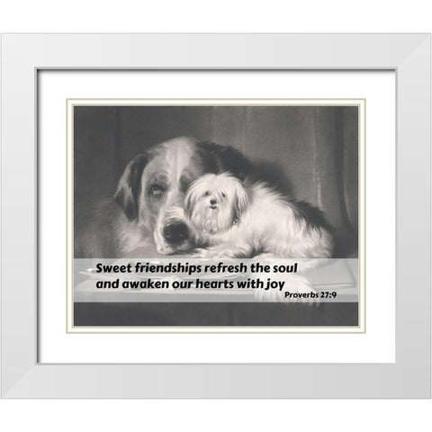 Bible Verse Quote Proverbs 27:9, Edwin Henry Landseer - The Lion Dog of Malta The Last of his Tribe White Modern Wood Framed Art Print with Double Matting by ArtsyQuotes