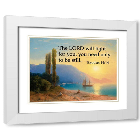 Bible Verse Quote Exodus 14:14, Ivan Aivazovsky - Sunset Over Yalta White Modern Wood Framed Art Print with Double Matting by ArtsyQuotes