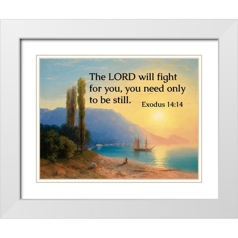 Bible Verse Quote Exodus 14:14, Ivan Aivazovsky - Sunset Over Yalta White Modern Wood Framed Art Print with Double Matting by ArtsyQuotes