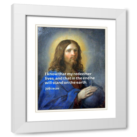 Bible Verse Quote Job 19:25, Guido Reno - Christ the Savior White Modern Wood Framed Art Print with Double Matting by ArtsyQuotes