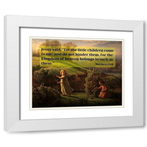 Bible Verse Quote Matthew 19:14, Anne Francois Janmot - Poem of the Soul Spring White Modern Wood Framed Art Print with Double Matting by ArtsyQuotes