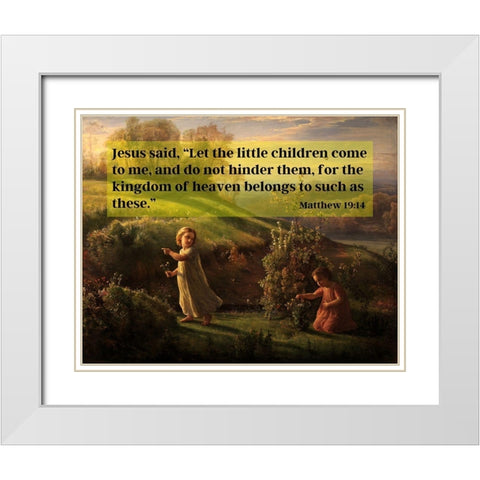 Bible Verse Quote Matthew 19:14, Anne Francois Janmot - Poem of the Soul Spring White Modern Wood Framed Art Print with Double Matting by ArtsyQuotes