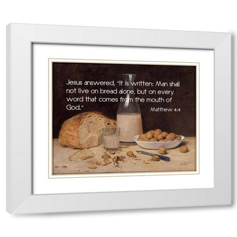 Bible Verse Quote Matthew 4:4, Albert Ankler - Still Life New Wine White Modern Wood Framed Art Print with Double Matting by ArtsyQuotes