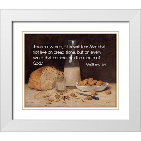 Bible Verse Quote Matthew 4:4, Albert Ankler - Still Life New Wine White Modern Wood Framed Art Print with Double Matting by ArtsyQuotes