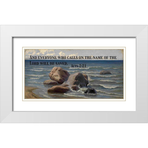 Bible Verse Quote Acts 2:21, Efim Volkov - Seascape 2 White Modern Wood Framed Art Print with Double Matting by ArtsyQuotes