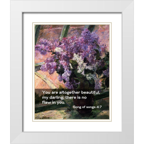 Bible Verse Quote Song of Songs 4:7, Mary Cassatt - Lilacs in a Window White Modern Wood Framed Art Print with Double Matting by ArtsyQuotes