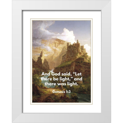 Bible Verse Quote Genesis 1:3, Thomas Cole - The Fountain of Vaucluse White Modern Wood Framed Art Print with Double Matting by ArtsyQuotes