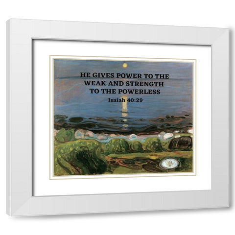 Bible Verse Quote Isaiah 40:29, Edvard Munch - Summer Night by the Beach White Modern Wood Framed Art Print with Double Matting by ArtsyQuotes