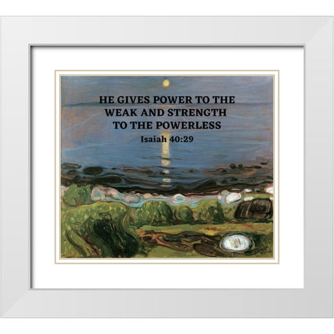 Bible Verse Quote Isaiah 40:29, Edvard Munch - Summer Night by the Beach White Modern Wood Framed Art Print with Double Matting by ArtsyQuotes