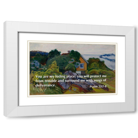 Bible Verse Quote Psalm 32:7-8, Edvard Munch - The House by the Fjord White Modern Wood Framed Art Print with Double Matting by ArtsyQuotes