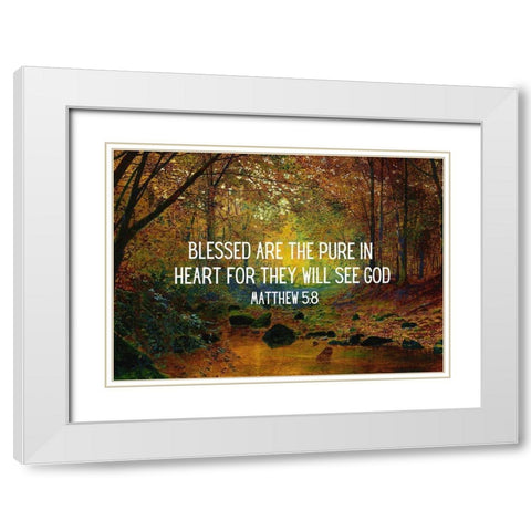 Bible Verse Quote Matthew 5:8, John Atkinson Grimshaw - River White Modern Wood Framed Art Print with Double Matting by ArtsyQuotes