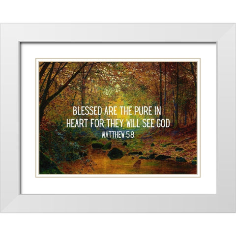 Bible Verse Quote Matthew 5:8, John Atkinson Grimshaw - River White Modern Wood Framed Art Print with Double Matting by ArtsyQuotes