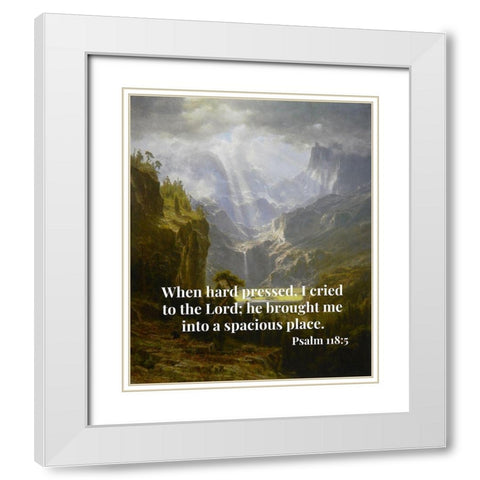 Bible Verse Quote Psalm 118:5, Albert Bierstadt - The Rocky Mountains Landers Peak White Modern Wood Framed Art Print with Double Matting by ArtsyQuotes