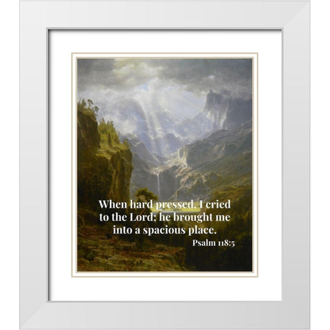 Bible Verse Quote Psalm 118:5, Albert Bierstadt - The Rocky Mountains Landers Peak White Modern Wood Framed Art Print with Double Matting by ArtsyQuotes