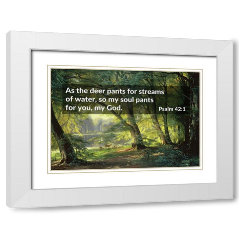 Bible Verse Quote Psalm 42:1, Carl Fredrik Aagard - Deer Park White Modern Wood Framed Art Print with Double Matting by ArtsyQuotes