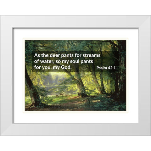 Bible Verse Quote Psalm 42:1, Carl Fredrik Aagard - Deer Park White Modern Wood Framed Art Print with Double Matting by ArtsyQuotes