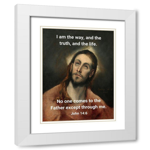 Bible Verse Quote John 14:6, El Greco - Christ White Modern Wood Framed Art Print with Double Matting by ArtsyQuotes