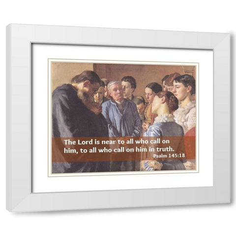 Bible Verse Quote Psalm 145:18, Ferdinand Hodler - Devotion White Modern Wood Framed Art Print with Double Matting by ArtsyQuotes