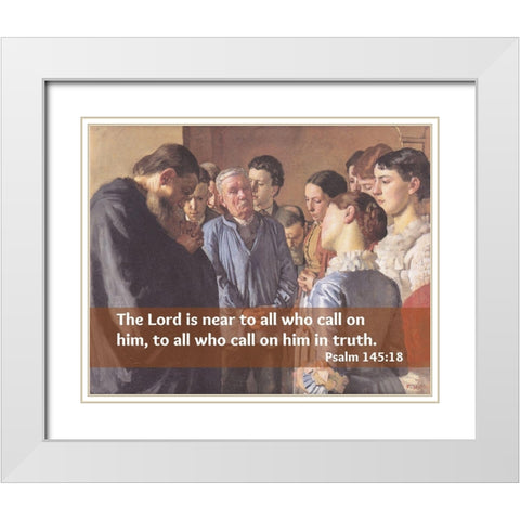 Bible Verse Quote Psalm 145:18, Ferdinand Hodler - Devotion White Modern Wood Framed Art Print with Double Matting by ArtsyQuotes