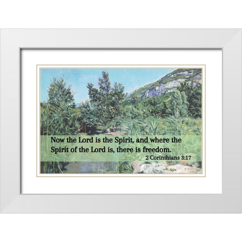 Bible Verse Quote 2 Corinthians 3:17, Ferdinand Hodler - At the Foot of the Saleve White Modern Wood Framed Art Print with Double Matting by ArtsyQuotes