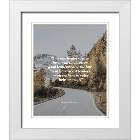 Orrin Woodward Quote: Average Leaders White Modern Wood Framed Art Print with Double Matting by ArtsyQuotes