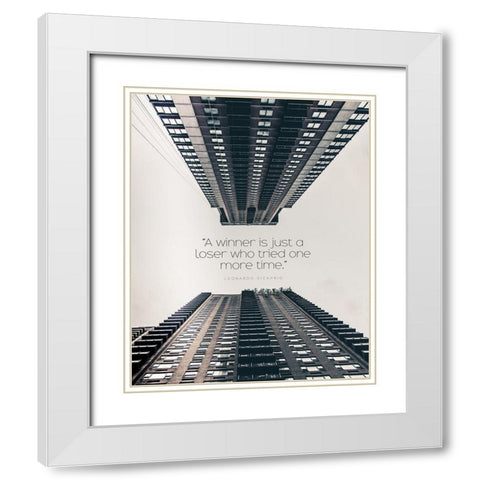 Leonardo Dicaprio Quote: A Winner White Modern Wood Framed Art Print with Double Matting by ArtsyQuotes