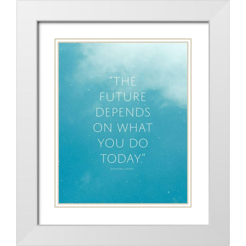 Mahatma Gandhi Quote: The Future White Modern Wood Framed Art Print with Double Matting by ArtsyQuotes