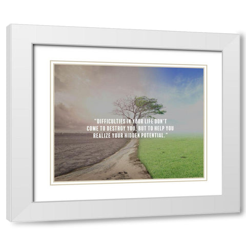 Artsy Quotes Quote: Hidden Potential White Modern Wood Framed Art Print with Double Matting by ArtsyQuotes