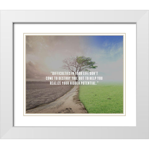 Artsy Quotes Quote: Hidden Potential White Modern Wood Framed Art Print with Double Matting by ArtsyQuotes