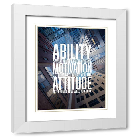 Artsy Quotes Quote: Attitude White Modern Wood Framed Art Print with Double Matting by ArtsyQuotes